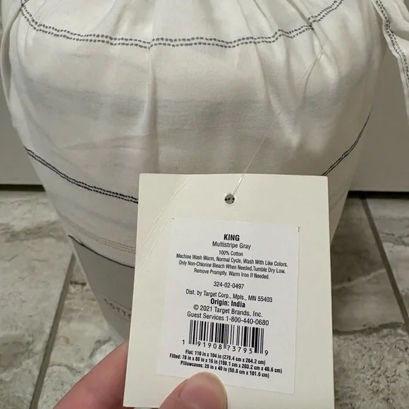 Hearth & Hand with Magnolia Striped White and Gray Bedding Set King Size - Picture 5 of 13